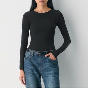 Babaton Aritzia Classic Black Long Sleeve Ribbed Shirt Women’s XXS